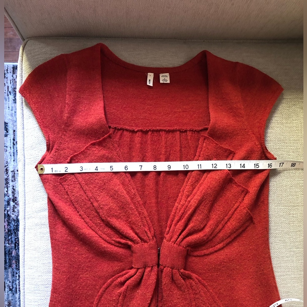 Anthropologie Moth Orange/Rust Wool Bow Front Sweater Vest - size Small - Picture 2 of 6
